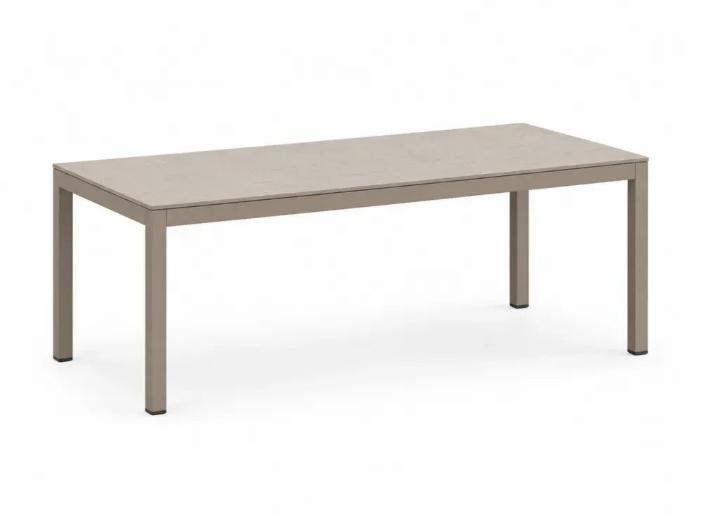 Gartentisch Esstisch rechteckig 180 x 90 x 75 cm Keramikplatte Aluminium Taupe Grau
