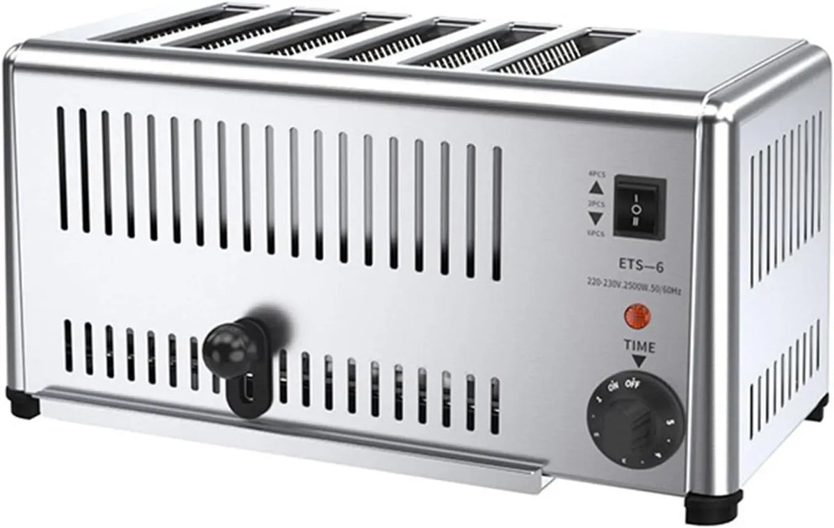 Brotbackautomat, Brotbackmaschine, Gewerblicher 4/6-Scheiben-Toaster 6slices, Timer, Edelstahl, 1,2 Zoll Breiter Schlitz, 1-5 Minuten