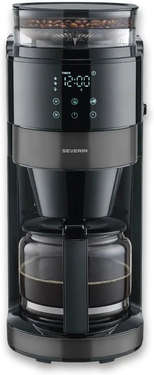 Severin KA 4830 Kaffeemaschine, 1,25 L, 900 W, Edelstahl, Schwarz, dark inox, LED-Display, intensives Aroma, bis zu 10 Tassen