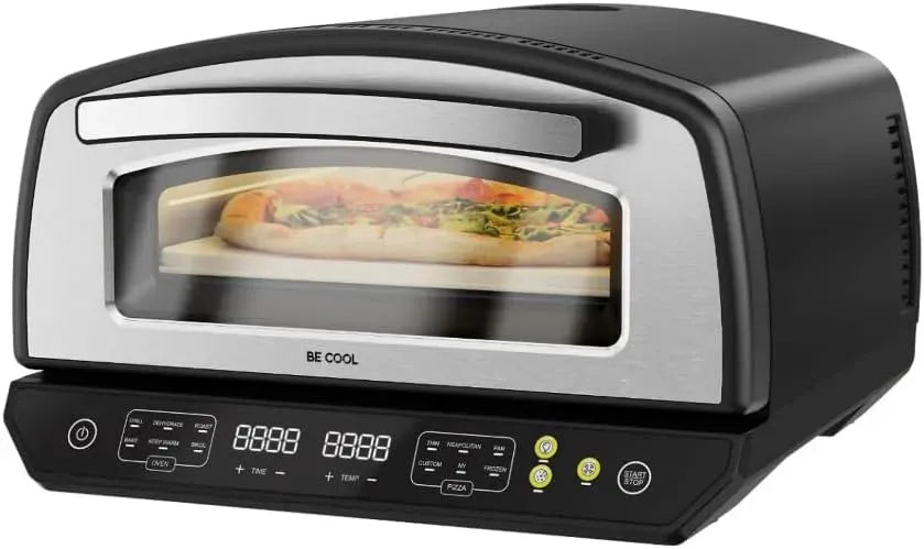 Elektrischer Pizzaofen, 33 cm, 2000 W, Ofen zum Backen, BE COOL Multifunktions Pizzaofen mit Pizzastein 33 cm