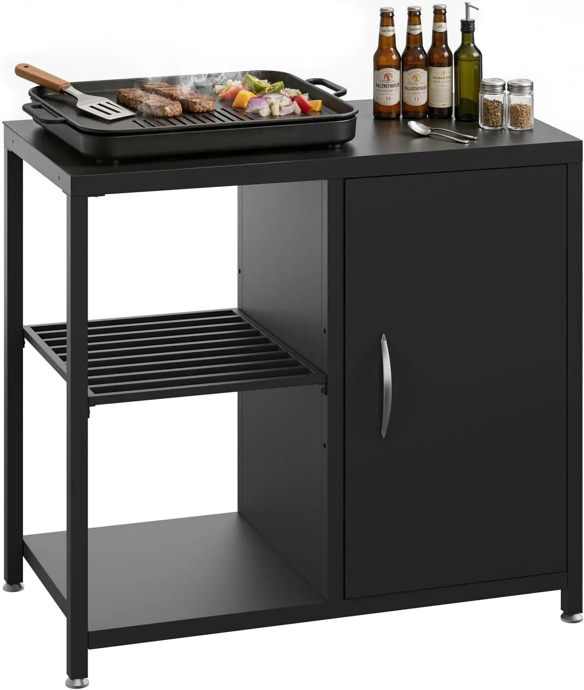 Schrank, Regal, Outdoor, Schwarz, Küche Schrank mit Offenes Regal