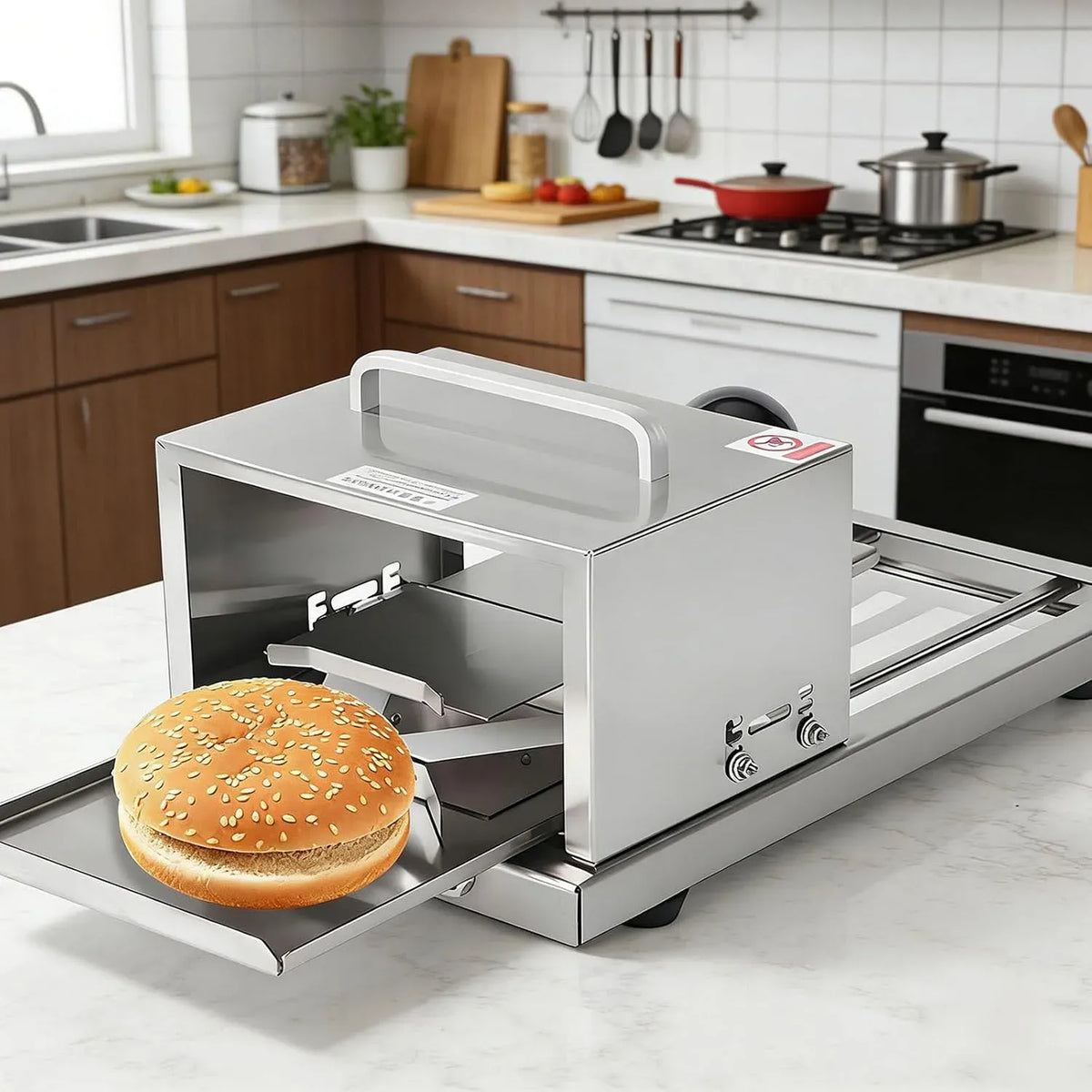 4-Fache Brotschneidemaschine, Bagelschneider, Edelstahl, für Den Küchen- Oder Gewerblichen Gebrauch