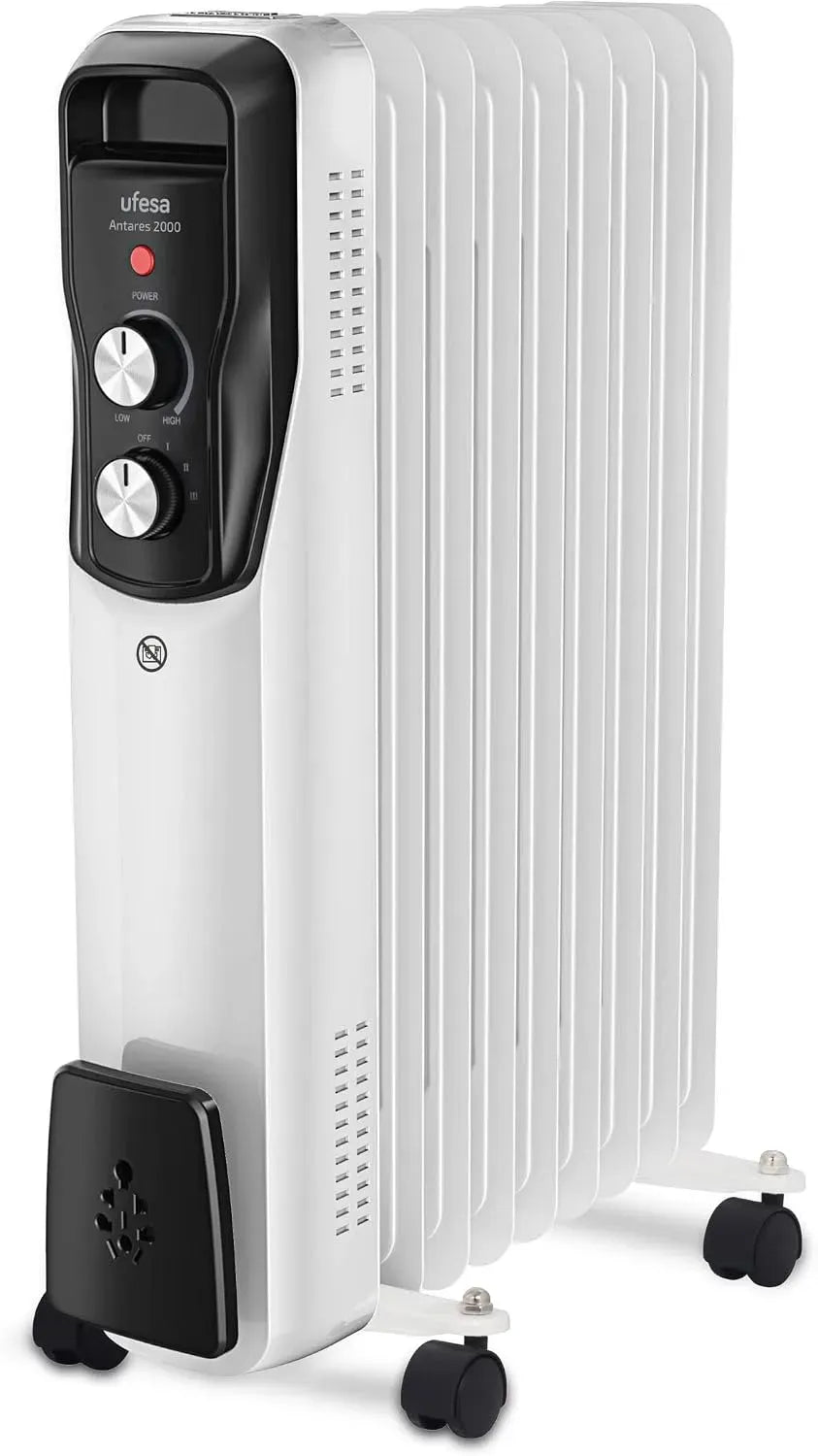 sparsamer Elektroradiator, Ölradiator, Ufesa Antares 2000, 2000 W, 9 Elemente, regelbarer Thermostat, Tragegriff und Räder