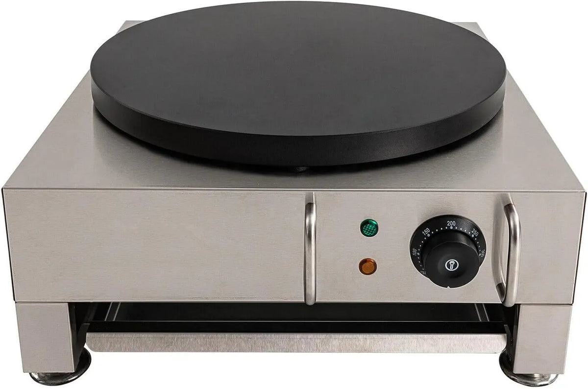 Pfannkuchen Maschine, Crepes Maker, Crepespfanne, Crêpepfanne, 50 bis 300 °C, 2,8 kw, Antihaftbeschichtung, Edelstahl, Holz