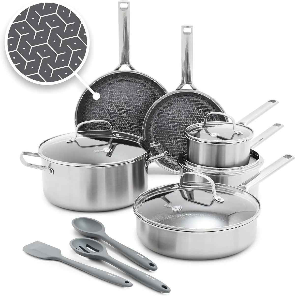 Backofen, Antihaftbeschichtung, GreenPan APEX Hybrid-Antihaft-Kochgeschirr-Set, PFAS-freie Keramik-Töpfe und Pfannen