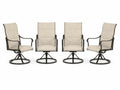 Gartenstuhl 4er Set drehbar mit Armlehnen Rundfuß 62 x 70 x 101 cm Stahl PVC-beschichtetes Polyestergewebe Beige Schwarz
