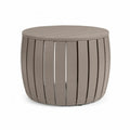 Gartentisch Beistelltisch rund Ø 55 cm Höhe 45 cm pulverbeschichtetes Aluminium Lamellenstruktur Taupe