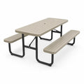 Gartentisch Set Picknicktisch mit 2 Bänken 150 x 145 x 74 cm klappbar HDPE Stahl rechteckig Taupe Schwarz