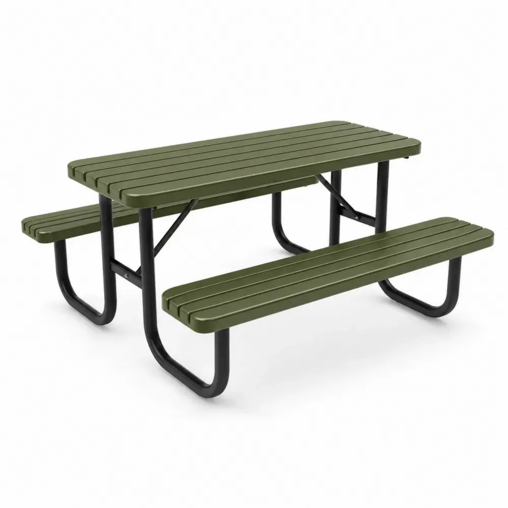 Picknicktisch mit 2 Sitzbänken 150 x 135 x 74 cm HDPE Stahl rechteckig Grün Schwarz