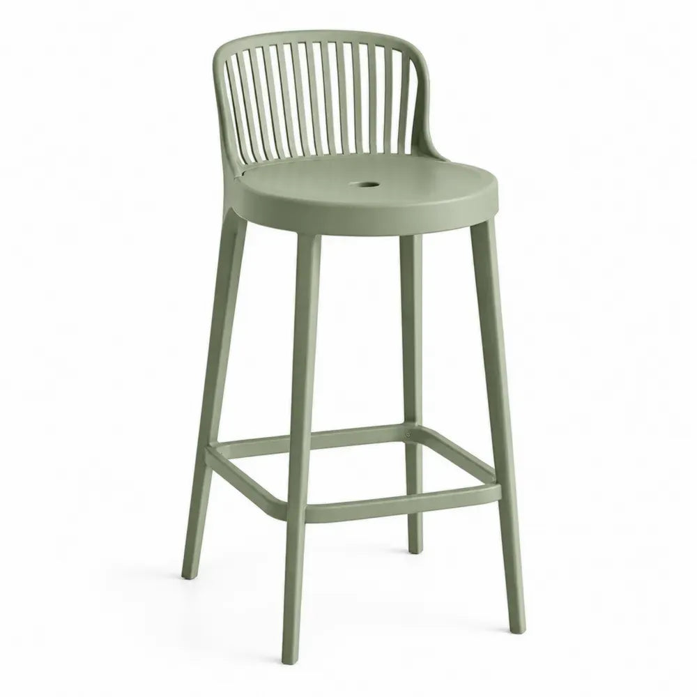 Gartenbarhocker mit Rückenlehne 50 x 50 x 105 cm Polypropylen runder Sitz Salbeigrün