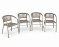 Gartenstühle 4er Set Armlehnstühle mit gebogener Rückenlehne PP-Seilgeflecht Aluminium taupe hellgrau 57 x 59 x 78 cm