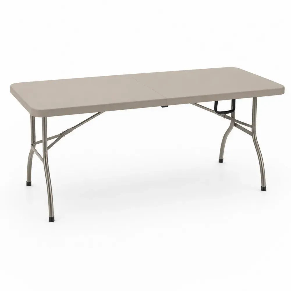 Klapptisch Gartentisch rechteckig 180 x 75 x 74 cm HDPE Stahl Taupe Silberfarben