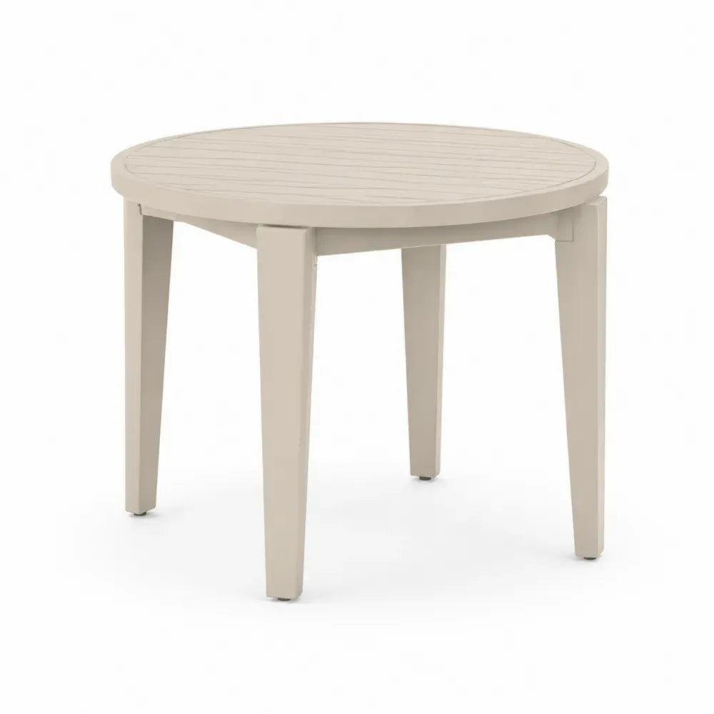 Gartentisch rund Ø 80 cm Höhe 74 cm Polypropylen Lamellentischplatte Cremebeige Schwarz