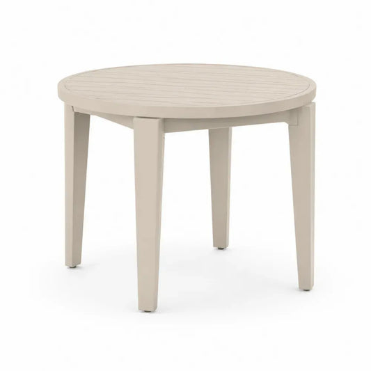 Gartentisch rund Ø 80 cm Höhe 74 cm Polypropylen Lamellentischplatte Cremebeige Schwarz