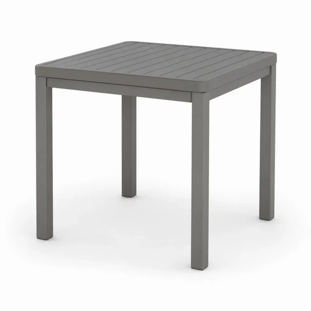 Gartentisch quadratisch 80 x 80 x 74 cm pulverbeschichtetes Aluminium Lamellentischplatte Grau Schwarz
