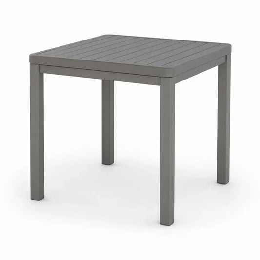 Gartentisch quadratisch 80 x 80 x 74 cm pulverbeschichtetes Aluminium Lamellentischplatte Grau Schwarz