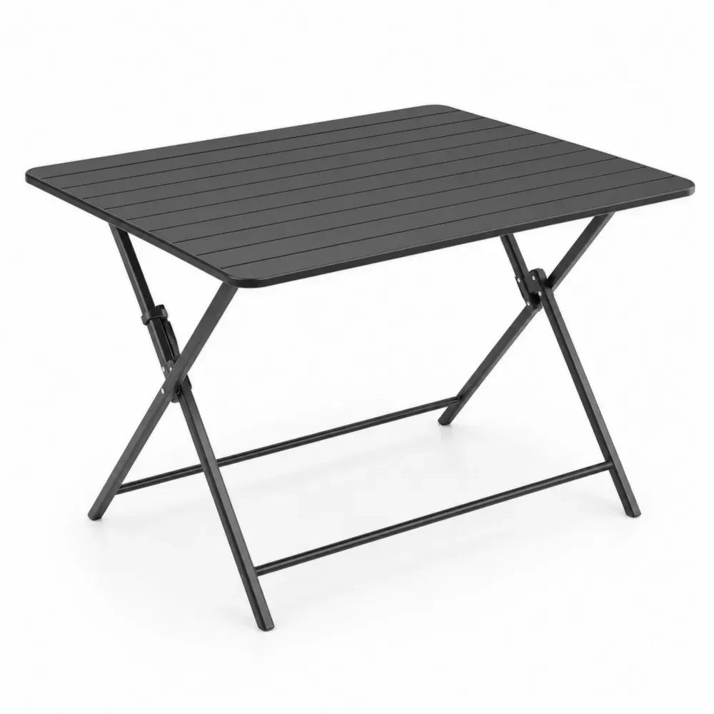 Klapptisch Gartentisch rechteckig 120 x 70 x 74 cm Aluminium Stahlrohr Lamellentischplatte Anthrazit Schwarz