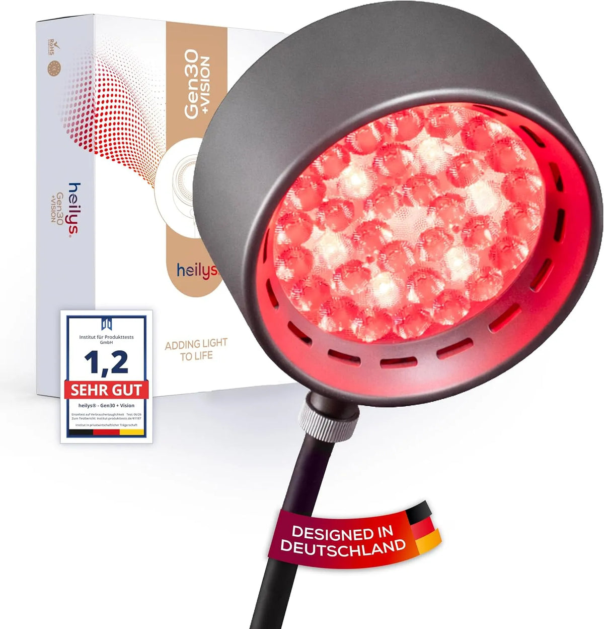 Gen30 Rotlichtlampe, 850 nm, 670 nm, Schwarz, LED Rotlichtlampe mit 6 Wellenlängen 630–850 nm