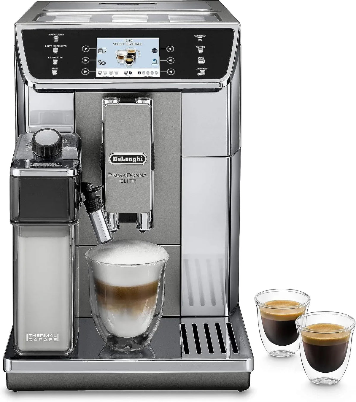 De'Longhi ECAM 656 656.55.MS Milchaufschäumer, Milchschäumer, Touch-Bedienung, App, Edelstahl, Silber, Cappuccino & Espresso, Edelstahlfront