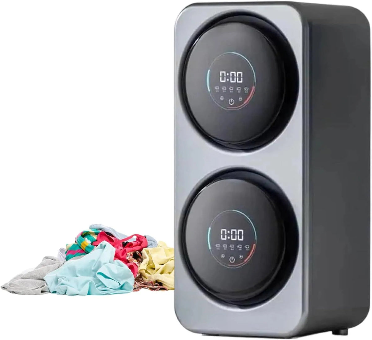 Waschmaschine S4Desktopmodel-Gray, 3,5 L, Touch-Bedienung, Grau, 2×3,5l Trommelwascher-Trockner, Smart-Touch-Panel