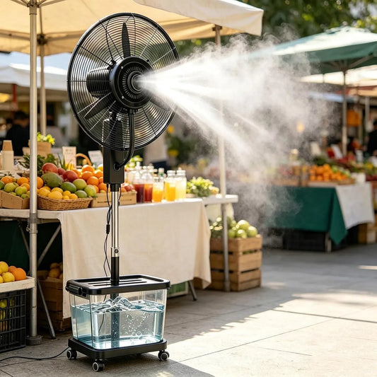 Ventilator, 42 L, großer Wassertank, Ventilator zur Luftzirkulation, Industrieventilator Nebelventilator mit Vernebelung und 42 l Wassertank