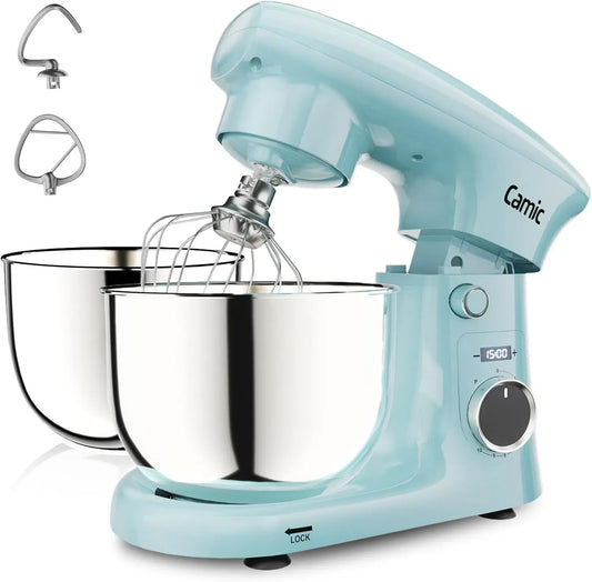 Küchenmaschine 4L+5L, 4 L, Pizza, Edelstahl, 2 Edelstahlschüsseln, 10 Stufen