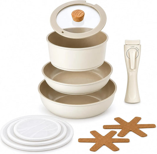 8-teilig Pfanne, Topf, Topf- und Pfannenset, 24cm, 24 cm, 26 cm, 20 cm, Antihaftbeschichtung, für alle Herdarten