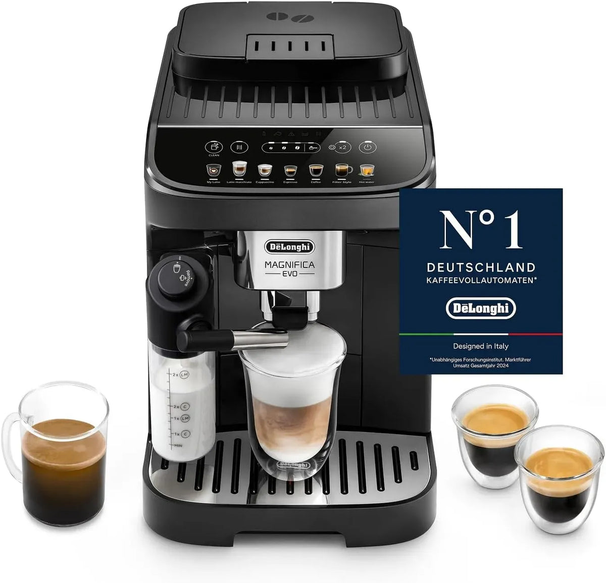Milchaufschäumer ECAM292.81.B, Milchschäumer, Touch-Bedienung, Schwarz, 7 One-Touch-Getränke, Soft-Touch-Bedienfeld, Cappuccino