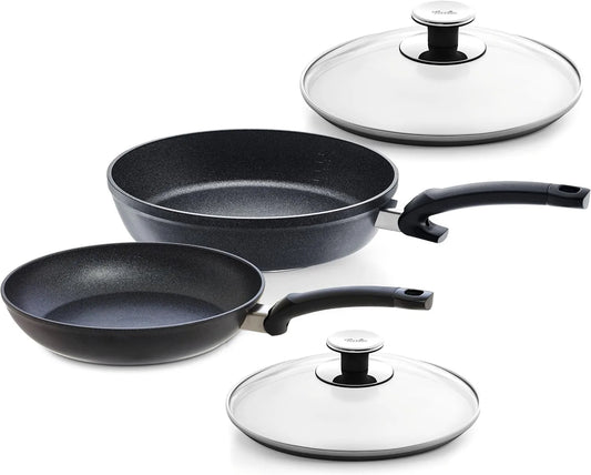 2-teilig Fissler Adamant® Comfort+Classic Pfannen-Set, inkl, 24 + 28 cm, Glasdeckel, Made in Germany