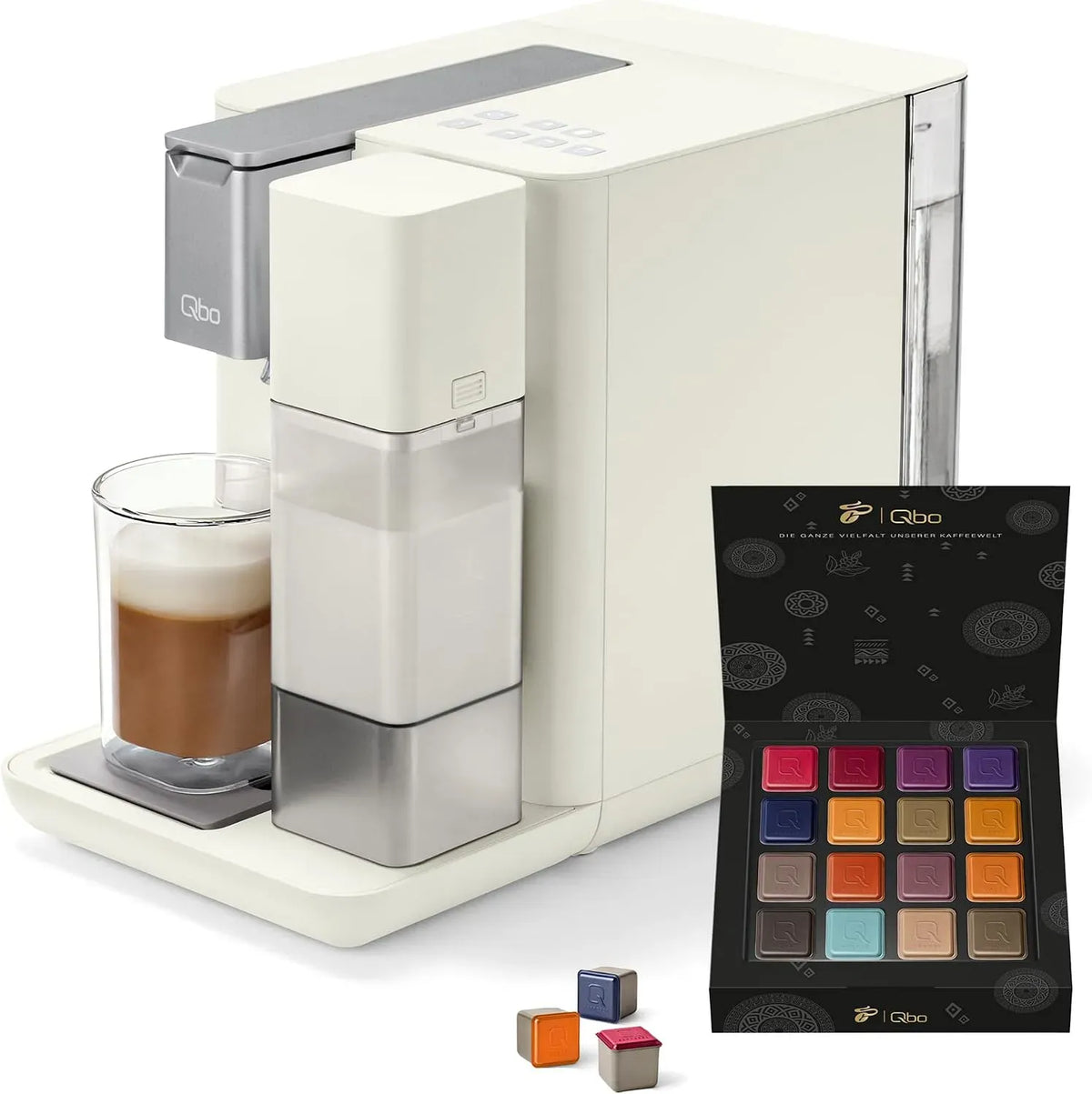 Kapselmaschine, 300 ml, Weiß, für Cappuccino, Tchibo Qbo MILK MASTER Premium Kapselmaschine inkl