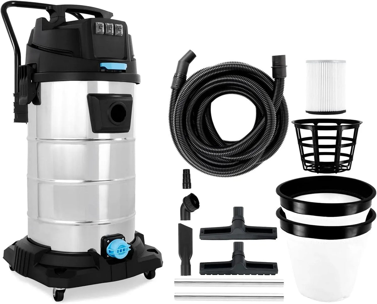 Staubsauger, 80 L, BAUTEC, Edelstahl, » 80 Liter Edelstahlbehälter » inkl, 10 m Saugschlauch, Industriesauger, 3.400 W