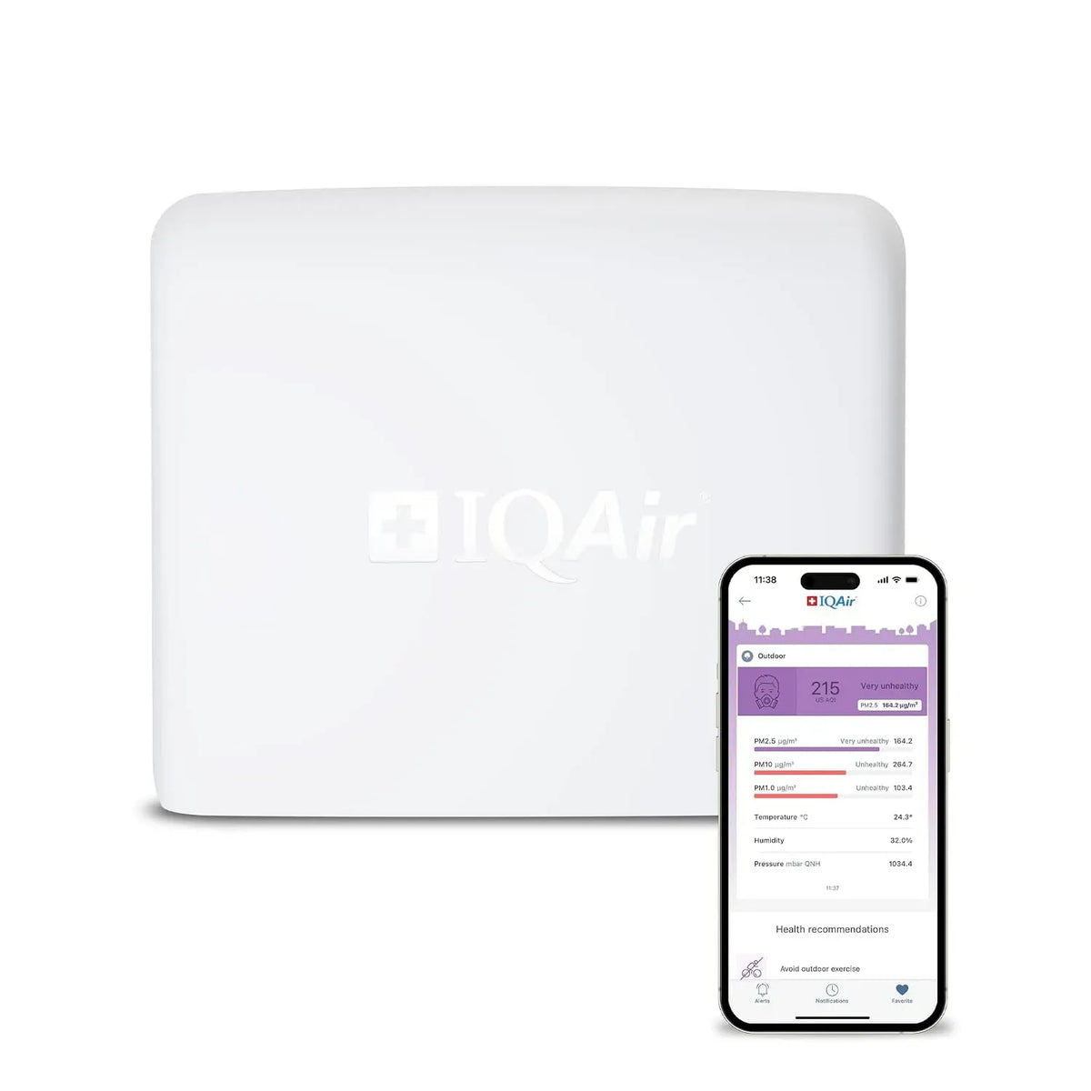 Luftqualitätsmonitor, Messgerät, Luftmessgerät, Outdoor, WLAN, 2 Temperaturzonen, für außen, IQAir