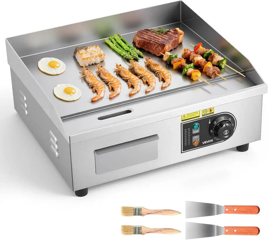 VEVOR Elektrogrill, elektrischer Tischgrill, 50 bis 300 °C, gewerblich, für Steaks Pfannkuchen