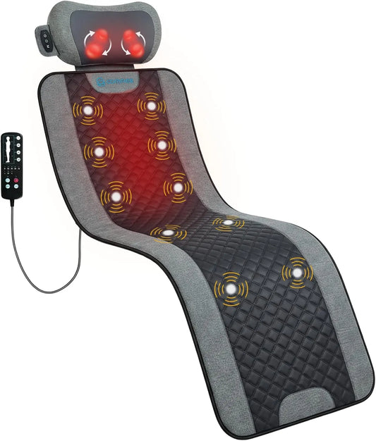 10-Motor Shiatsu-Nackenmassagegerät, Ganzkörper-Massagematte, Massageapparat für Nacken und Rücken, 5 Programmen, Wärmefunktion, für Rücken, COMFIER