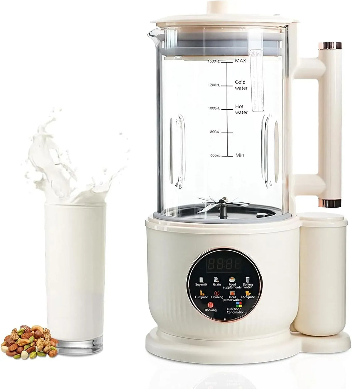 8-in-1 Nussmilchmaschine, Sojamilchbereiter, Saftbereiter, Abdeckung, 1500 ml