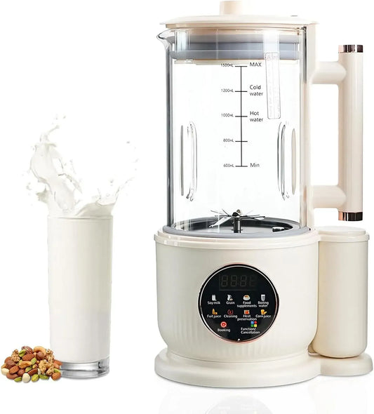 8-in-1 Nussmilchmaschine, Sojamilchbereiter, Saftbereiter, Abdeckung, 1500 ml