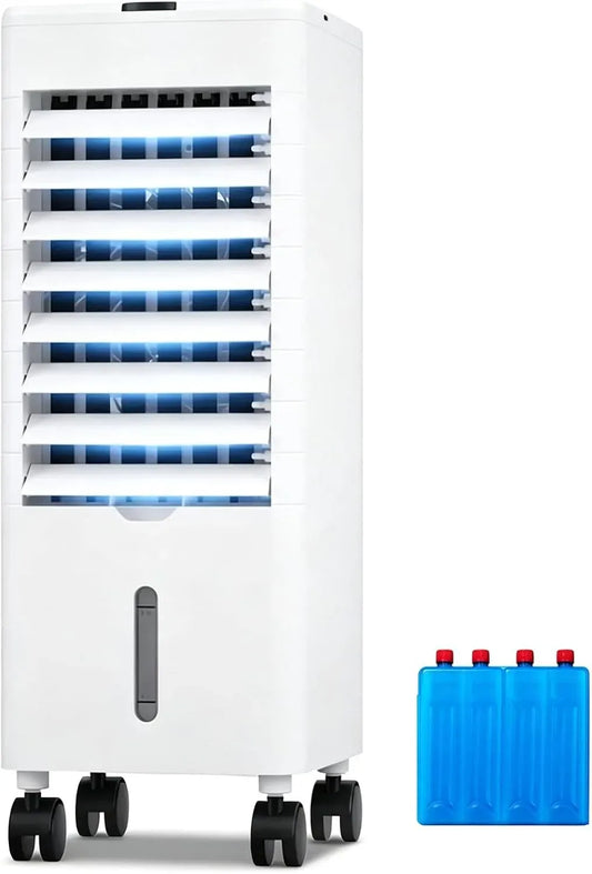 Klimaanlage, 4 L, Oszillation, großer Wassertank, 60° Oszillation 4 Kühlakkus, Verdunstungskühler mit 3 Windmodi