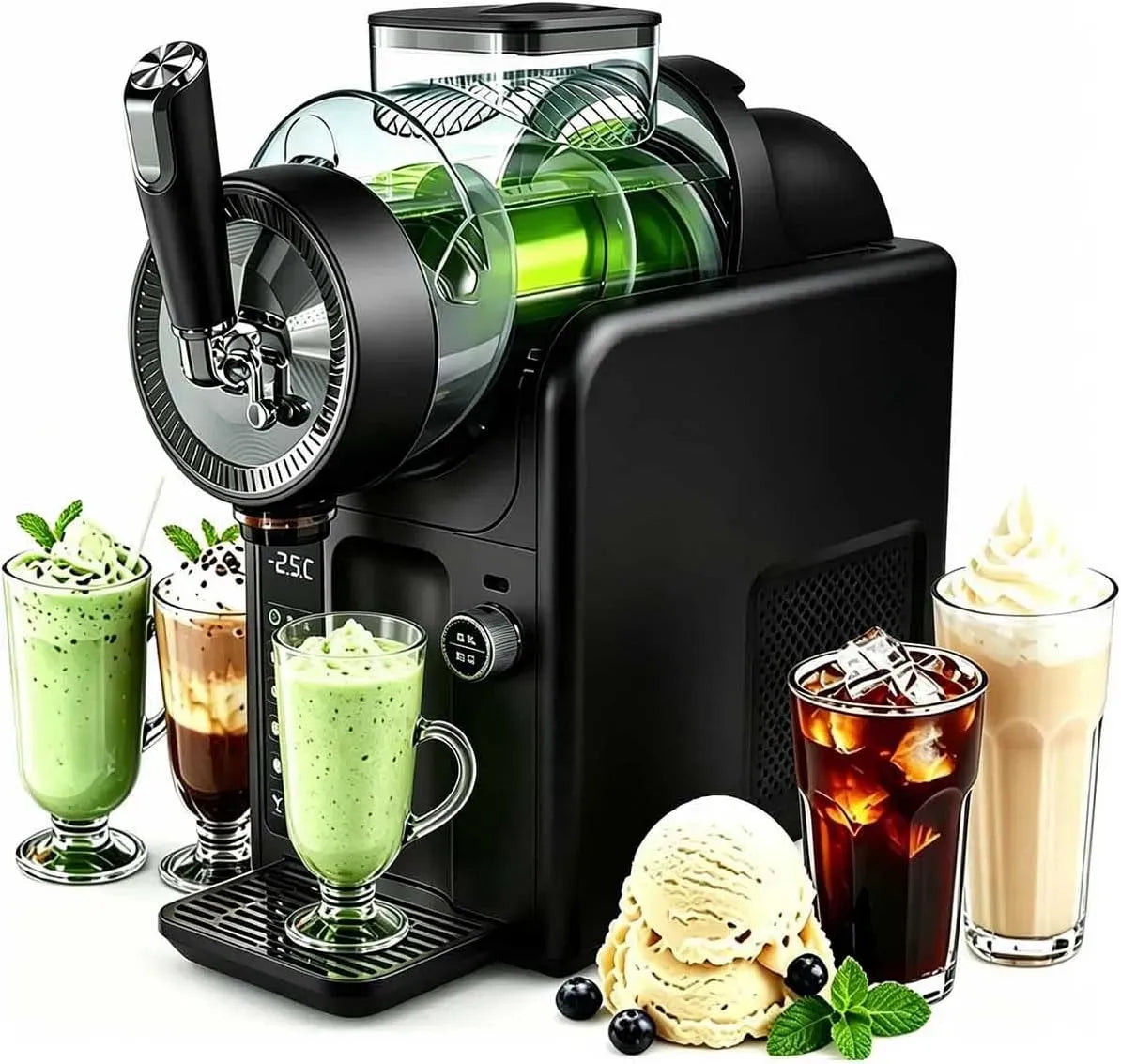 Slushie Maker, Softeismaschine, Speiseeismaschine, Slush-Eisbereiter, 2 L, Schwarz, für Zuhause