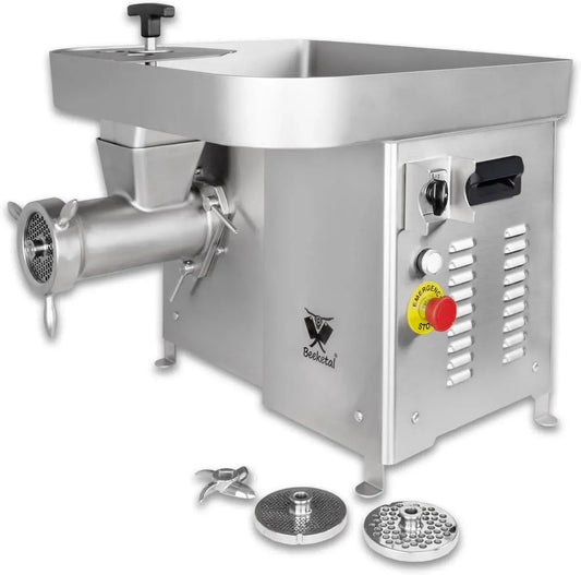 Fleischwolf, Messer, Motor, 1500 W, 450 kg, für bis zu 450 kg/Std. Durchsatz mit Rückwärtsgang mit ö, Beeketal