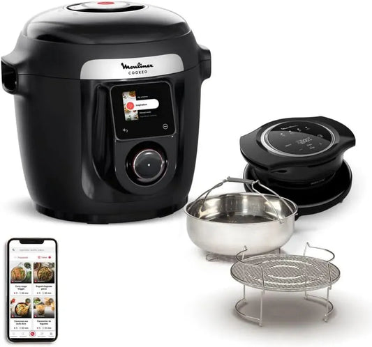 Moulinex CE96X8F0 Heißluftfritteuse, WLAN, Cookeo Wi-Fi mit Extra Crisp, Multicooker 14 Kochmodi