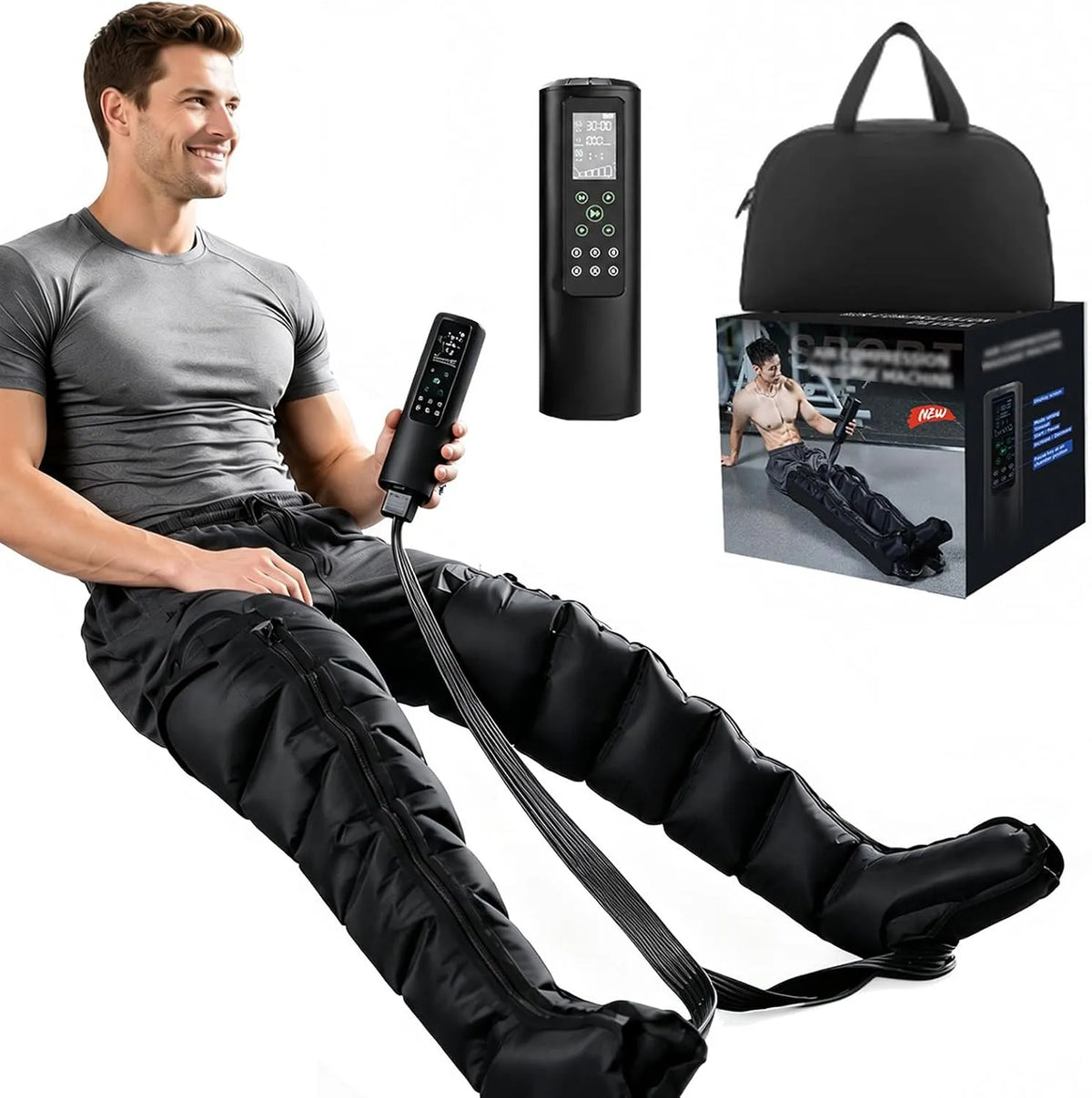 Lymphdrainage Gerät, Beinmassagegerät, Timer, 12 Modi, für die Lymphdrainage