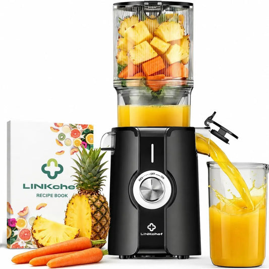 Entsafter, 1,2 L, 200 W, Schwarz, Saftpresse, Saft- und Zitruspresse, LINKChef Slow Juicer Entsafter Elektrisch