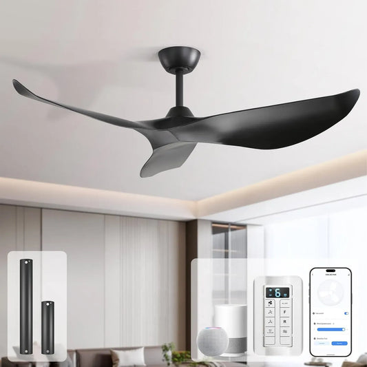 Ventilator, 132cm, Sofucor, Alexa/APP, Ventilator zur Luftzirkulation, 132cm Smart Deckenventilator ohne Licht