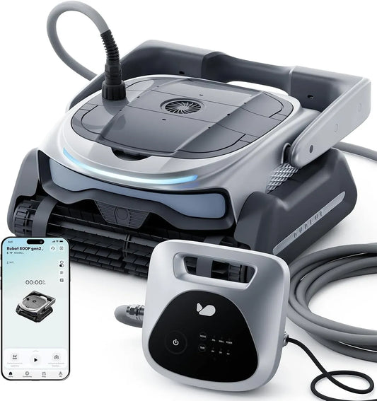 800P Poolreiniger, Poolroboter, Poolreinigungsroboter, App, Stand- und Wandmontage, für Eingelassene Pools bis zu 100㎡, BUBLUE