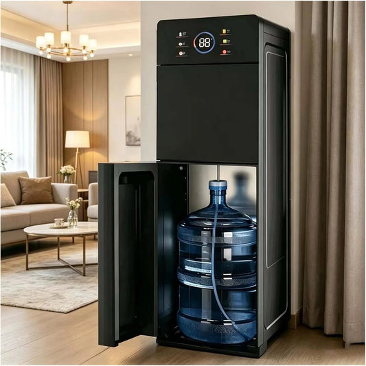 Wasserspender, kühler, Heißwasserbereiter, Wohnzimmergestaltung, Schwarz, für trinkwasser，5 Wassertemperatureinstellungen，Schwarz
