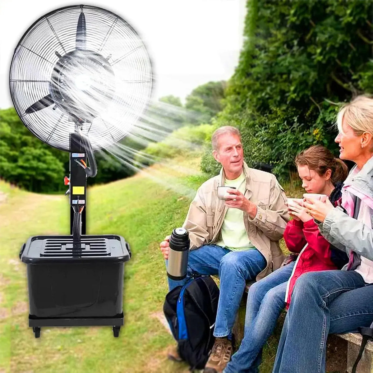 Ventilator, 42 L, Outdoor, 3 Geschwindigkeiten, Oszillation, großer Wassertank, Restaurant, 90° Oszillation, 3 Geschwindigkeitsmodi