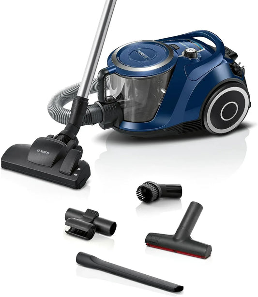 Bosch Serie 6 BGC41XECO Staubsauger, 650 W, Hygiene, leise, Blau, 10 Jahre Motorgarantie, XXL-Polsterdüse & Fugendüse, Hygiene-Filter