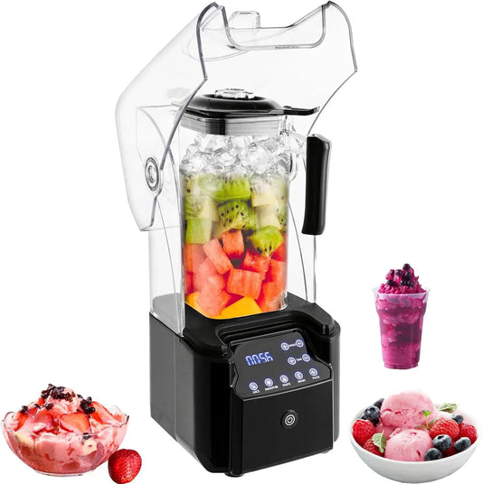 Standmixer 10-60s, 2.2 L, 2200 W, Einstellbare Zeit, Hochleistungsmixer mit Schallschutzhaube, 9 Geschwindigkeiten