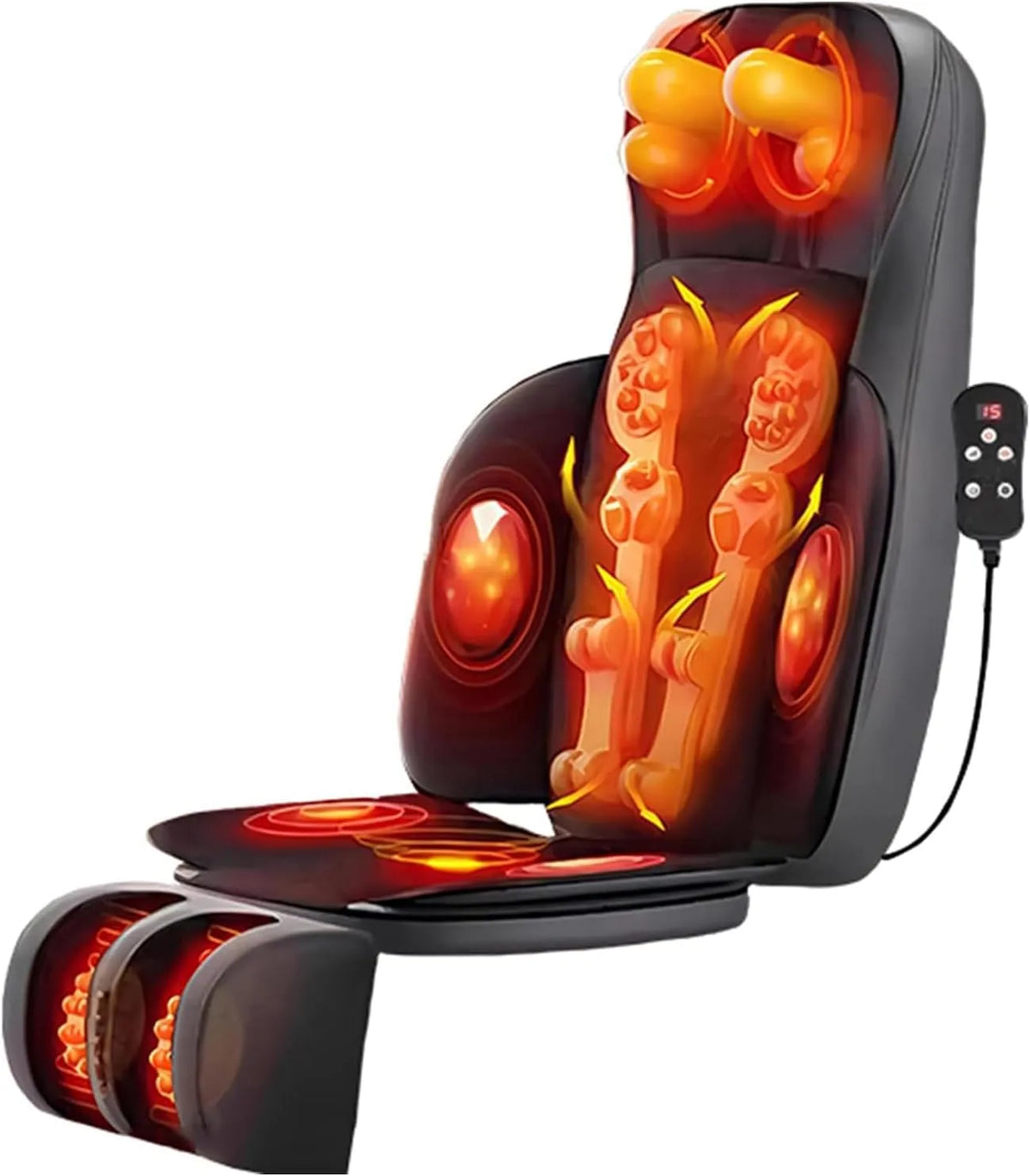 3D-Knetmassage-Stuhlkissen Tiefengewebe-Knetmassage-Sitzkissen, Fußmassagegerät, 3D-Optik, Wärmefunktion, Schwarz, für Körper und Nacken