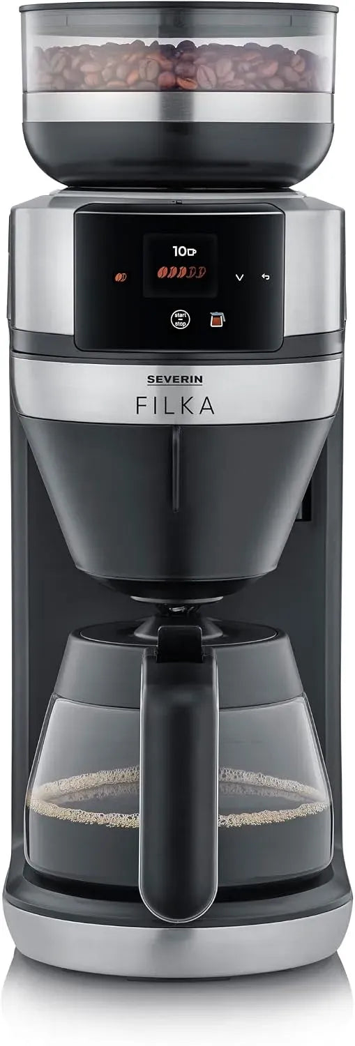 Severin KA 4852 100-350ml Kaffeemaschine, Warmhaltefunktion, Edelstahl, Schwarz, LED-Display, 5-in-1 Filter ffeemaschine, 5 ffeestärken